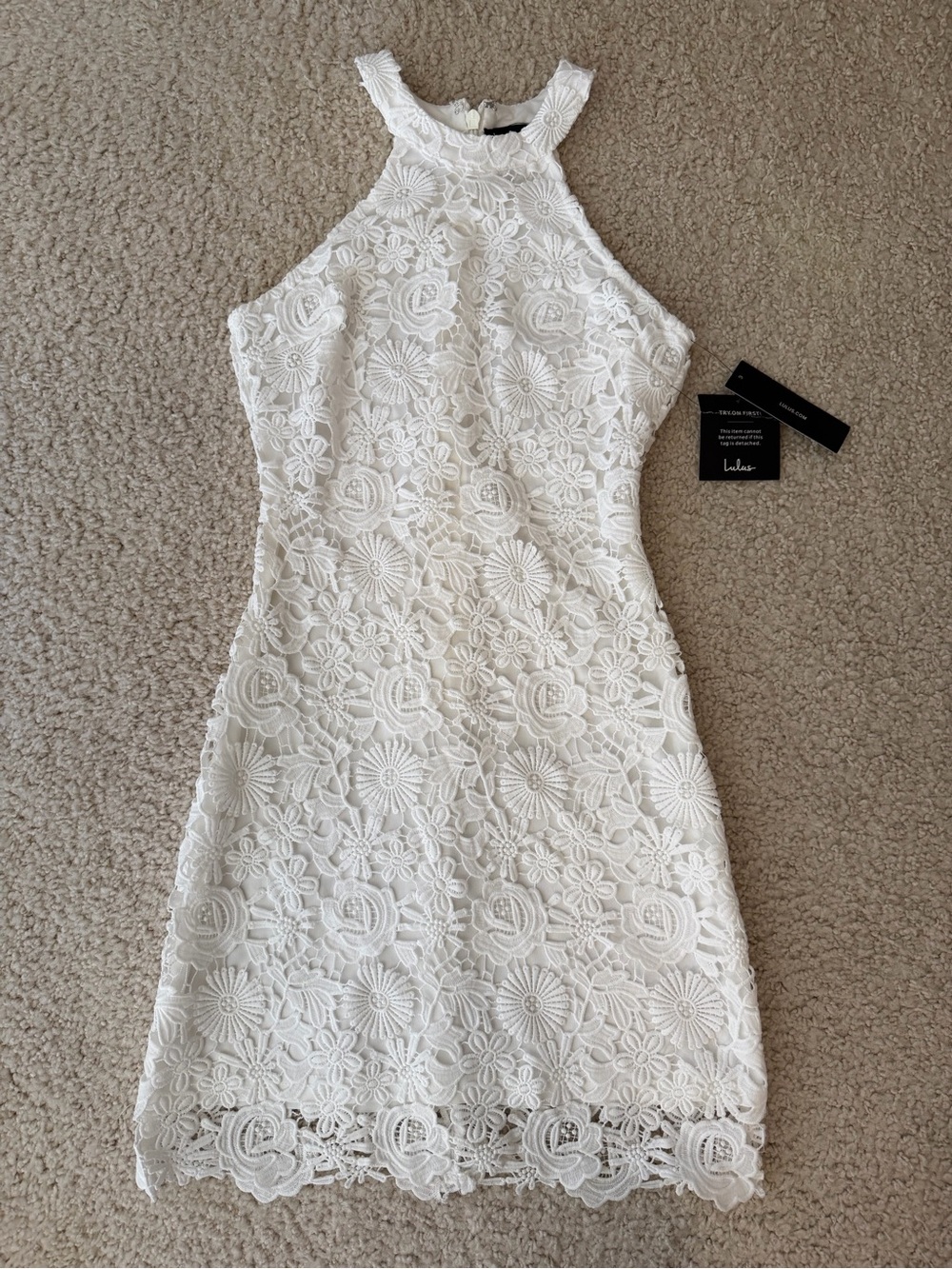 lulus love poem ivory lace mini dress